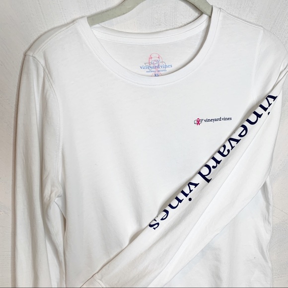 Vineyard Vines Tops - Vineyard Vines Breast Cancer White Long Sleeve Tee